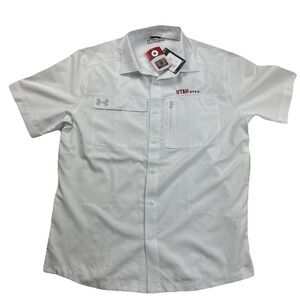 NEW Outdoor Under Armour Utah Utes Button Shirt Short Sleeve Medium White $80